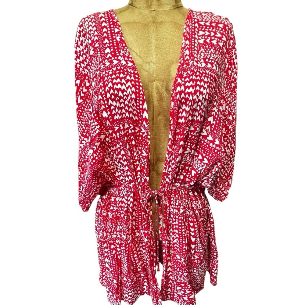 Victoria's Secret Red and White Kimono Robe Cover-Up Like New! O/S